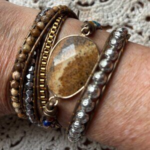 Handmade Bohemian Wrap Bracelet - Jasper